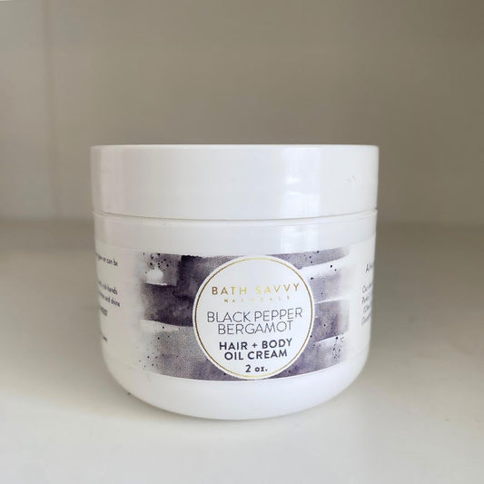 Black Pepper Bergamot Body Oil Cream - Bath Savvy